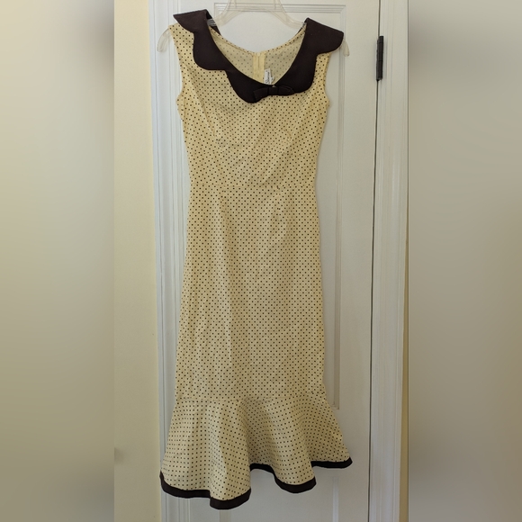 Stop Staring Cream and Black Polka Dot Midi Dress - Picture 1 of 3